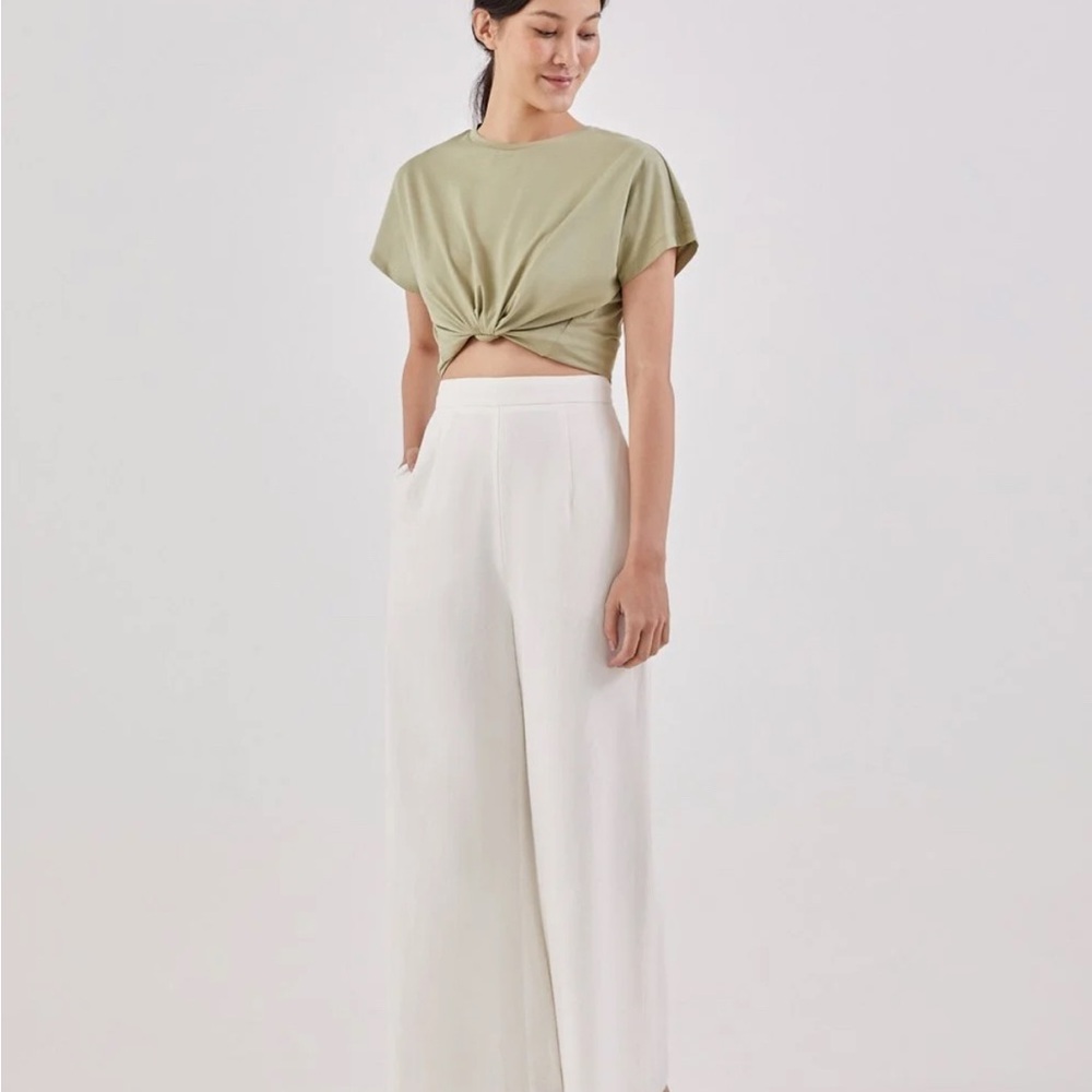 Elka Regular White Palazzo Pants